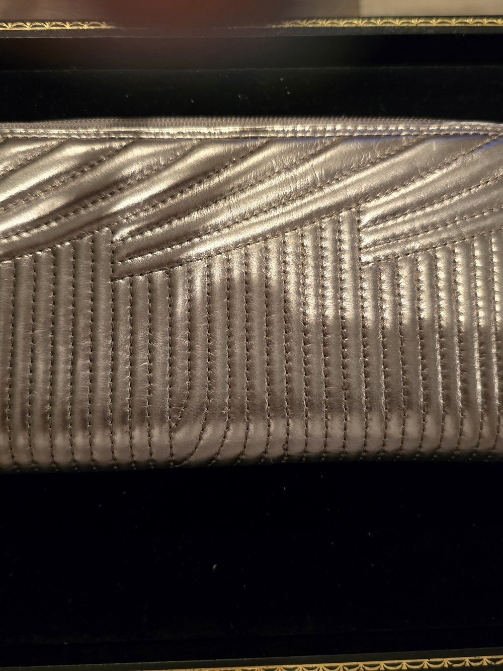 HOBO Quilted Metallic Silver Clutch